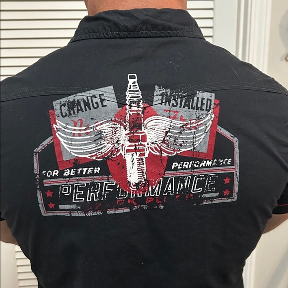 Arizona Jean Company Black Mechanic/Auto shop inspired graphic snap shirt - Picture 3 of 4